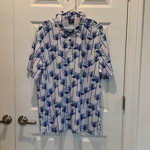Hurley Men's H20-Dri Polo Shirt - White/Blue Palm/Flamingo (Size XL)